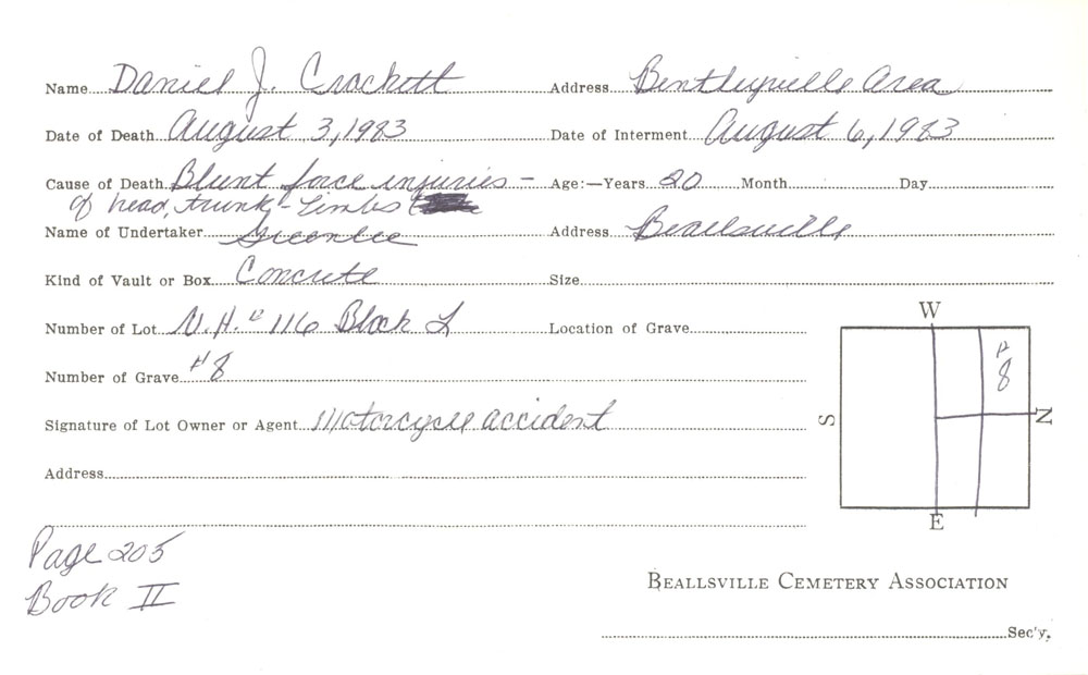 burial card